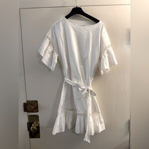 Amanda Uprichard Eyelet Belted White Mini Dress Size Small